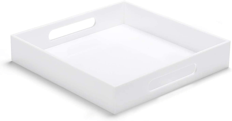 ATOZONE 12x20 Inch Modern White Acrylic Ottoman Tray with Cutout Handles Serving Tray Organizer Tray Decorative Tray. for Living Room, Bedroom,Bathroom and Kitchen Countertop Home & Garden > Decor > Decorative Trays ATOZONE White 10x10 Inch 