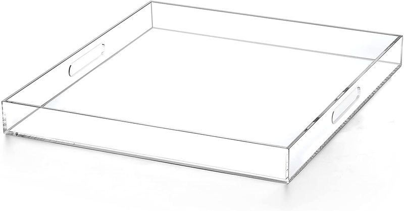 ATOZONE 12x20 Inch Modern White Acrylic Ottoman Tray with Cutout Handles Serving Tray Organizer Tray Decorative Tray. for Living Room, Bedroom,Bathroom and Kitchen Countertop Home & Garden > Decor > Decorative Trays ATOZONE Clear 18x18 Inch 