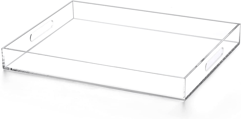 ATOZONE 12x20 Inch Modern White Acrylic Ottoman Tray with Cutout Handles Serving Tray Organizer Tray Decorative Tray. for Living Room, Bedroom,Bathroom and Kitchen Countertop Home & Garden > Decor > Decorative Trays ATOZONE Clear 12x20 Inch 