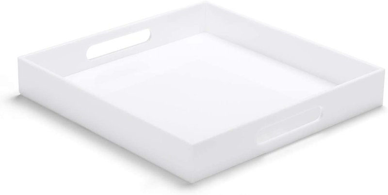 ATOZONE 12x20 Inch Modern White Acrylic Ottoman Tray with Cutout Handles Serving Tray Organizer Tray Decorative Tray. for Living Room, Bedroom,Bathroom and Kitchen Countertop Home & Garden > Decor > Decorative Trays ATOZONE White 12x12 Inch 