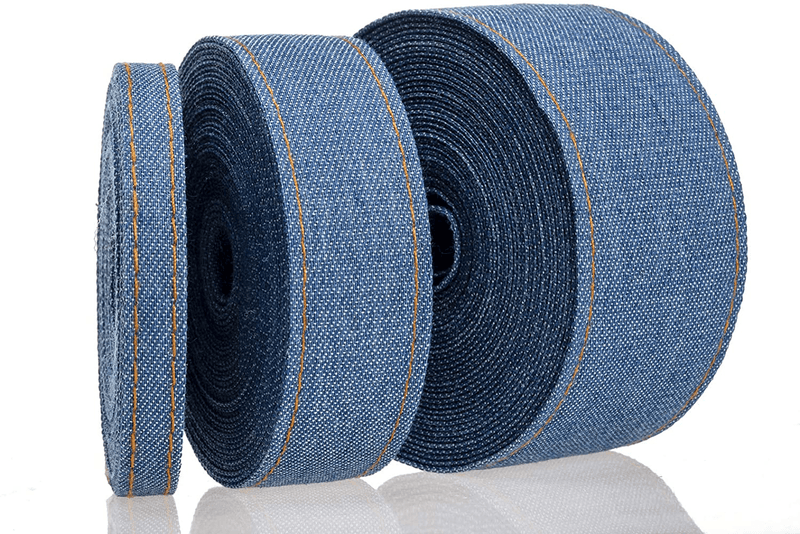 ATRBB 16.5 Yards Stitch Denim Ribbon,Layering Cloth Fabric Jeans Bows Ribbon for DIY Crafts Hairclip Apparel Accessories and Sewing Decorations,3/8 in,1 in and 1 1/2 in (Blue) Arts & Entertainment > Hobbies & Creative Arts > Arts & Crafts > Crafting Patterns & Molds > Sewing Patterns ATRBB Blue  