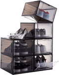 Attelite Drop Front Shoe Box,Set of 6,Stackable Plastic Shoe Box with Clear Door,As Shoe Storage Box and Clear Shoe Box,For Display Sneakers,Easy Assembly,Fit up to US Size 12(13.4”X 10.6”X 7.4”)Black Furniture > Cabinets & Storage > Armoires & Wardrobes Attelite Black 6-Pack 