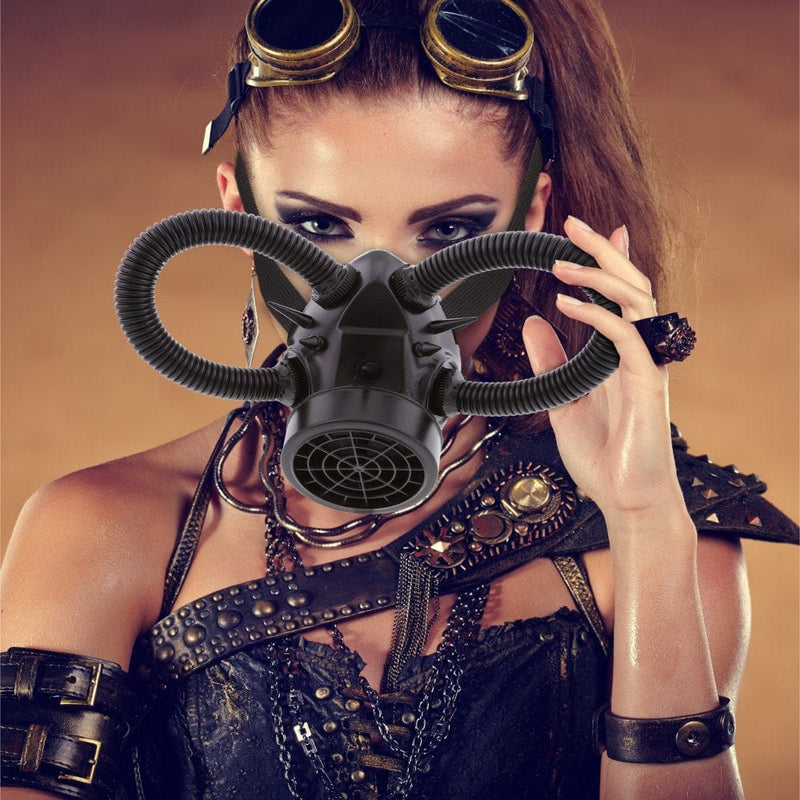 Attitude Studio Black Gas Mask - Steampunk Mask with Respirator for Men and Women, Gas Mask Cosplay Accessory, Perfect Cosplay Mask for Conventions, Halloween Parties, and Special Themed Events Apparel & Accessories > Costumes & Accessories > Masks Puzzled Inc.   