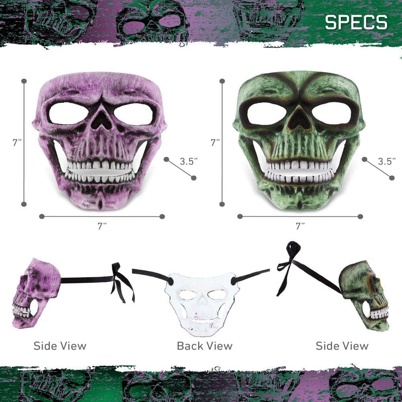 Attitude Studio Green & Pink Skeleton Mask Set of 2 - Steampunk Costume Skull Mask for Men & Women, Full Face Mask Costume Accessory for Halloween, Parties, Conventions & Horror-Themed Events - 2 Pack Apparel & Accessories > Costumes & Accessories > Masks Puzzled Inc.   