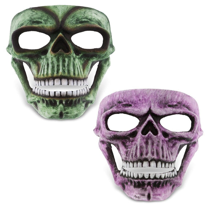 Attitude Studio Green & Pink Skeleton Mask Set of 2 - Steampunk Costume Skull Mask for Men & Women, Full Face Mask Costume Accessory for Halloween, Parties, Conventions & Horror-Themed Events - 2 Pack Apparel & Accessories > Costumes & Accessories > Masks Puzzled Inc.   