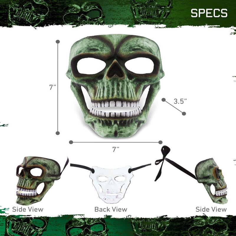 Attitude Studio Green Skeleton Mask - Costume Skull Mask for Men and Women, Steampunk Inspired Full Face Mask Costume Accessory, Perfect for Halloween, Parties, Conventions, and Horror-Themed Events Apparel & Accessories > Costumes & Accessories > Masks Puzzled Inc.   