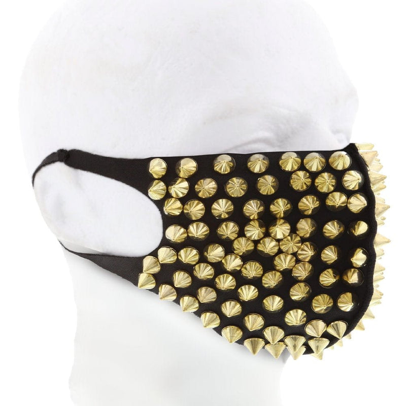 Attitude Studio Spikes Face Mask - Black Face Mask with Gold Spikes, Cool Steampunk Face Mask Perfect for Halloween, Costume Parties, Gothic Steampunk Outfits, Conventions, and Biker-Themed Events Apparel & Accessories > Costumes & Accessories > Masks Puzzled Inc.   