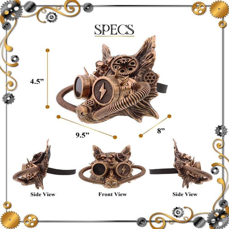 Attitude Studio Steampunk Mechanical Wolf Mask - Copper Wolf Costume Animal Mask for Men & Women, Steampunk Party Mask, Perfect for Halloween, Costume Parties, Conventions, and Special-Themed Events Apparel & Accessories > Costumes & Accessories > Masks Puzzled Inc.   