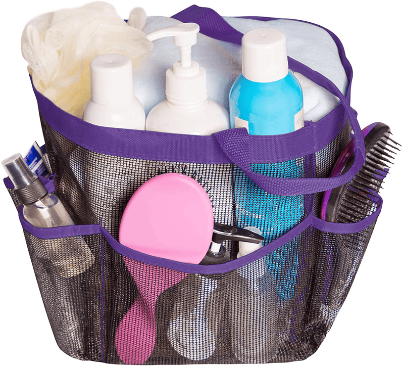 Attmu Mesh Shower Caddy for College Dorm Room Essentials, Hanging Portable Tote Bag Toiletry for Bathroom Accessories Sporting Goods > Outdoor Recreation > Camping & Hiking > Portable Toilets & Showers Attmu Purple  