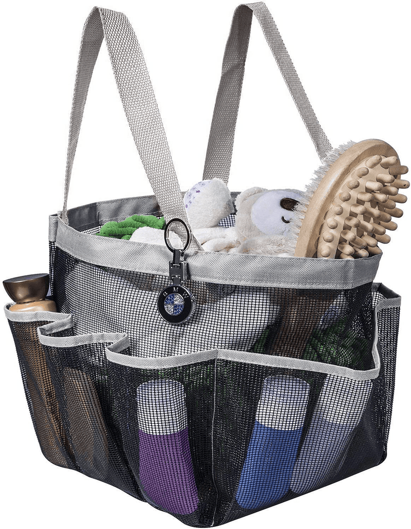 Attmu Portable Mesh Shower Caddy, College Dorm Essentials Bathroom Quick Dry Waterproof Shower Tote Bag Sporting Goods > Outdoor Recreation > Camping & Hiking > Portable Toilets & Showers Attmu Grey  