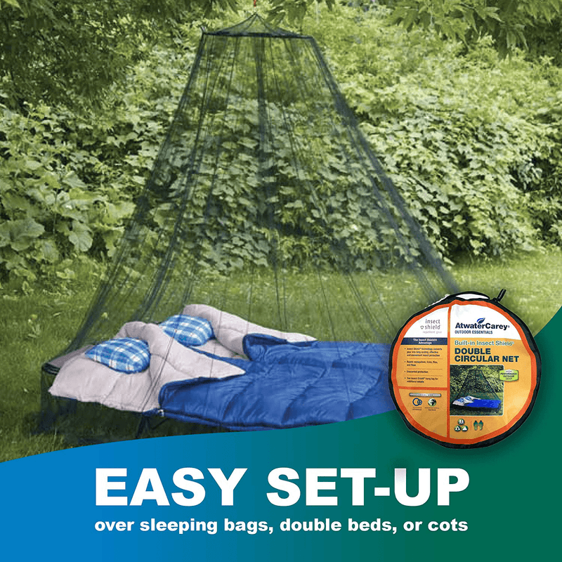 Atwater Carey Double Circular Bed Mosquito Net Treated with Insect Shield Permethrin Bug Repellent, Green, One Size, (27301) Sporting Goods > Outdoor Recreation > Camping & Hiking > Mosquito Nets & Insect Screens Atwater Carey   