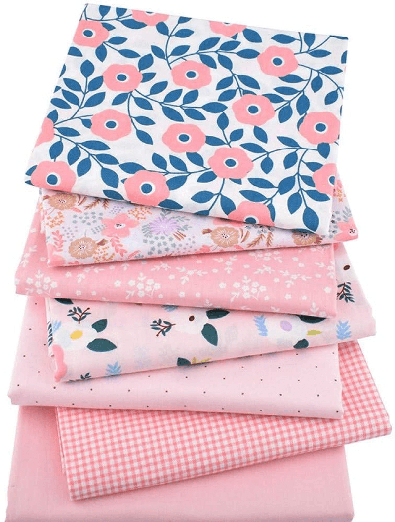 Aubliss 50pcs 100% Cotton Fabric Bundle (9.8in x 9.8in / 25cm x 25cm) Pre-Cut Fat Squares Sheets Printed Floral Sewing Supplies for Patchwork Sewing DIY Crafting Quilting Fabric  Aubliss   