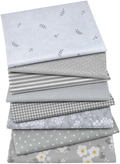 Aubliss 8pcs Fat Quarter Fabric Bundles 20'' x 20''(50cm x 50cm) Cotton Craft Fabric Pre-Cut Squares Sheets for Patchwork Sewing Quilting Fabric(Checked/Striped/Floral) Arts & Entertainment > Hobbies & Creative Arts > Arts & Crafts > Art & Crafting Materials > Textiles > Fabric Aubliss Grey Flower  
