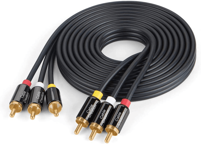 Audio Video RCA Cable, CableCreation 10FT 3RCA to 3RCA Composite AV Cable Compatible with Set-Top Box, Speaker, Amplifier, DVD Player, 24K Gold Plated Electronics > Electronics Accessories > Cables > Audio & Video Cables CableCreation   