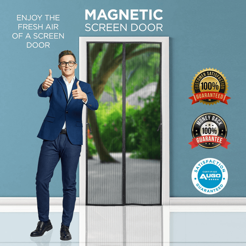 AUGO Magnetic Screen Door - Self Sealing, Heavy Duty, Hands Free Mesh Partition Keeps Bugs Out - Pet and Kid Friendly - Patent Pending Keep Open Feature - 38 Inch X 83 Inch Sporting Goods > Outdoor Recreation > Camping & Hiking > Mosquito Nets & Insect Screens AUGO   