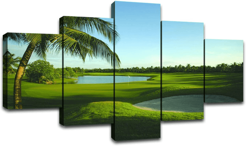 Augusta National Golf Course 12Th Hole Wall Art Pictures Golf Club Wall Decor Office Decorations Posters Framed Paintings 5 Pieces Canvas Prints Poster Ready to Hang Home & Garden > Decor > Artwork > Posters, Prints, & Visual Artwork Artbrush Tower Artwork-02 60''Wx32''H 