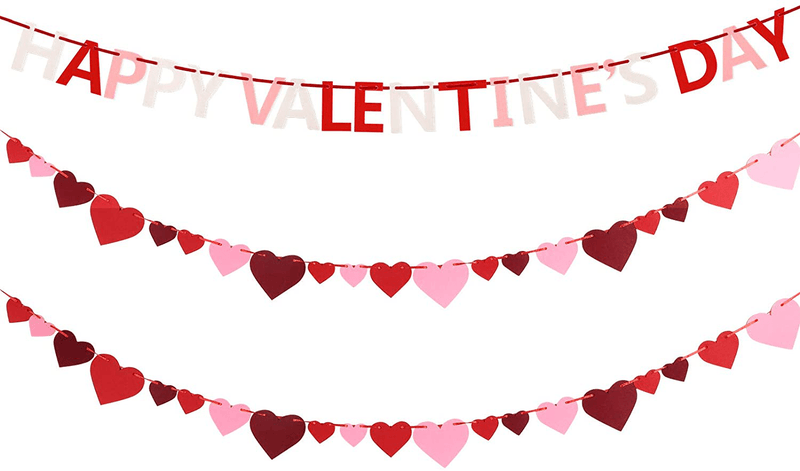 Auihiay Happy Valentine'S Day Banner and Felt Heart Garland Banner - No DIY Required for Valentines Decorations, Anniversary, Wedding, Birthday Party Home Decorations Home & Garden > Decor > Seasonal & Holiday Decorations Auihiay   