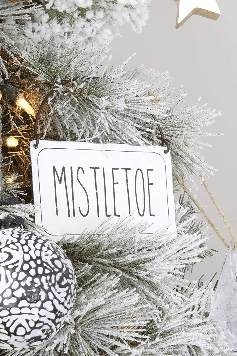 Auldhome Rustic Signs Christmas Ornaments (Set of 6); Farmhouse Distressed Enamel Miniature White Signs for Holiday Decorations Home & Garden > Decor > Seasonal & Holiday Decorations& Garden > Decor > Seasonal & Holiday Decorations AuldHome Design   