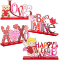 Aulock 4 Pcs Valentine'S Day Wooden Tabletop Centerpiece Signs- Gnomes & Letter Shaped Table Toppers Desktop Signs for Gifts, Valentine'S Day, Anniversary, Wedding, Party Decors Home & Garden > Decor > Seasonal & Holiday Decorations Aulock Letter  
