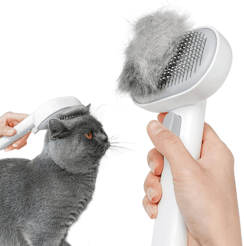 Aumuca Cat Brush for Shedding and Grooming, Self Cleaning Slicker Brush for Short or Long Haired Cats, Pet Dog Hair Brush for Puppy Kitten Massage Removes Loose Undercoat, Mats, Tangled Hair, Shed Fur