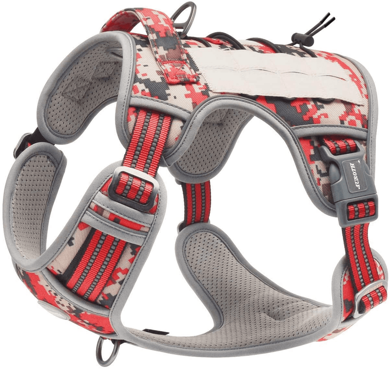 Auroth Tactical Dog Harness for Small Medium Large Dogs No Pull Adjustable Pet Harness Reflective K9 Working Training Easy Control Pet Vest Military Service Dog Harnesses Animals & Pet Supplies > Pet Supplies > Dog Supplies Auroth Pets Red Camo M(Neck:16-22",Chest:22-33") 