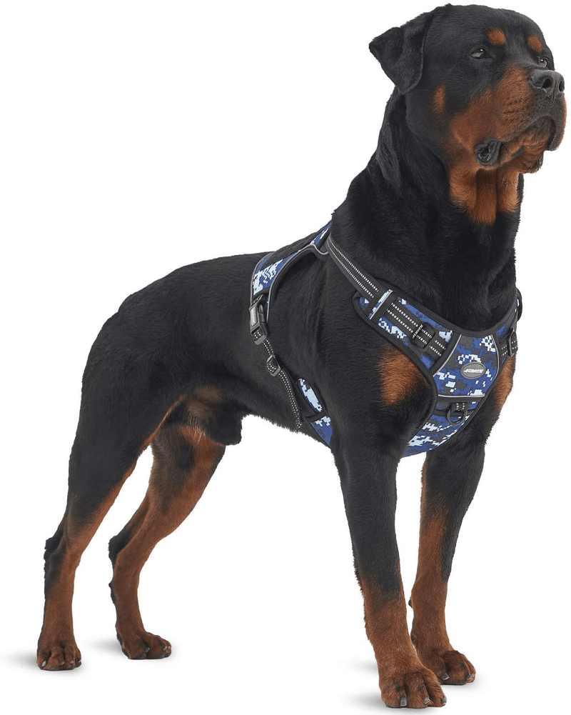 Auroth Tactical Dog Harness for Small Medium Large Dogs No Pull Adjustable Pet Harness Reflective K9 Working Training Easy Control Pet Vest Military Service Dog Harnesses Animals & Pet Supplies > Pet Supplies > Dog Supplies Auroth Pets Blue Camo XL(Neck:20-31",Chest:26-42") 