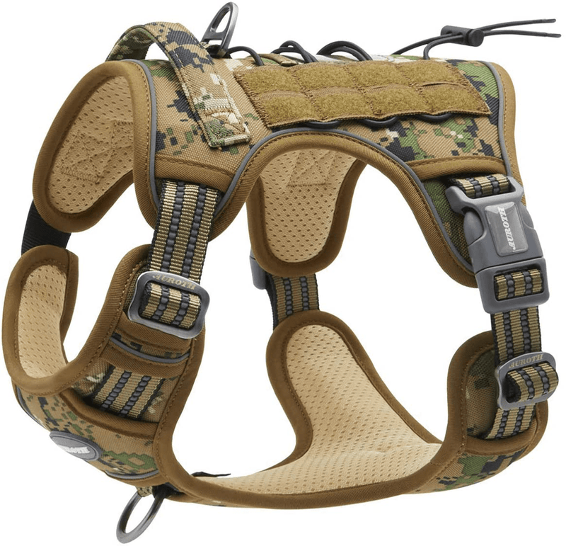 Auroth Tactical Dog Harness for Small Medium Large Dogs No Pull Adjustable Pet Harness Reflective K9 Working Training Easy Control Pet Vest Military Service Dog Harnesses Animals & Pet Supplies > Pet Supplies > Dog Supplies Auroth Pets Woodland Camo M(Neck:16-22",Chest:22-33") 