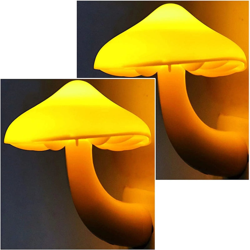 AUSAYE 2Pack Sensor LED Night Light Plug in Lamp 7 Color Changing Mushroom Light Cute Night Lights for Adults Kids Nightlight Bedroom, Bathroom,Toilet,Hallway,Stairs,Kitchen Home & Garden > Lighting > Night Lights & Ambient Lighting AUSAYE Yellow Mushroom 2 Pack  