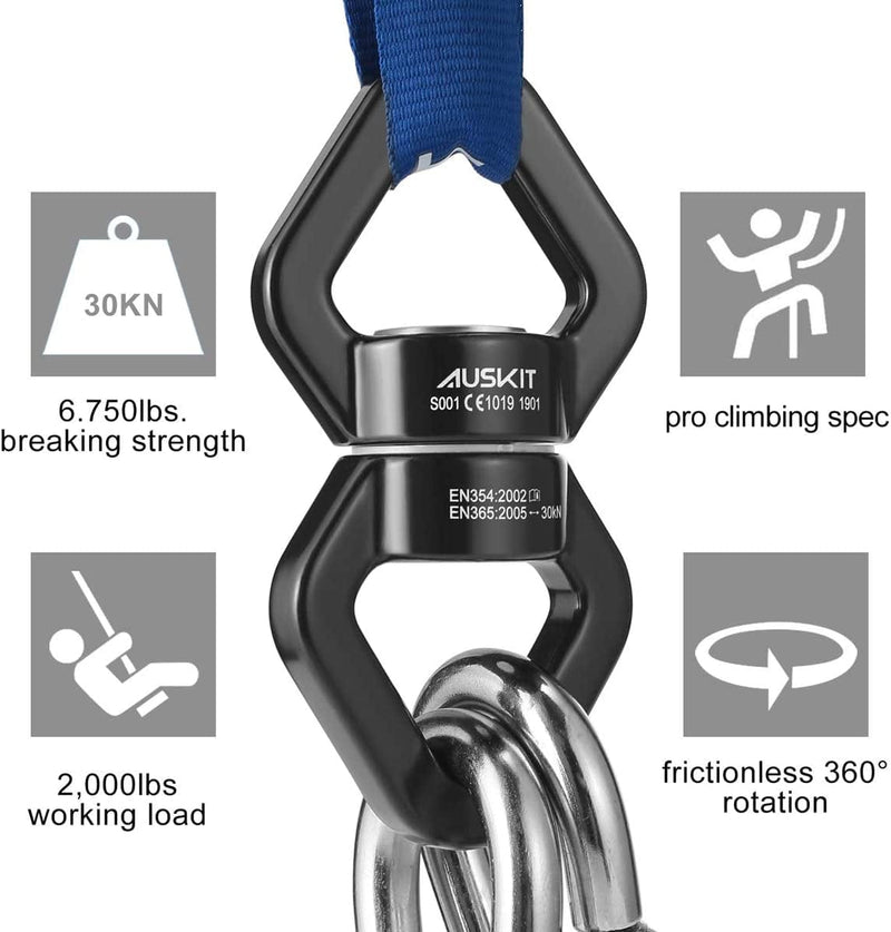 Auskit Swing Swivel, 30 KN Safest Rotational Device Hanging Accessory for Web Tree Swing, Therapy Swing, Aerial Dance, Swing Spinner Hanger, Rock Climbing, Hanging Hammocks Sporting Goods > Outdoor Recreation > Winter Sports & Activities AusKit   