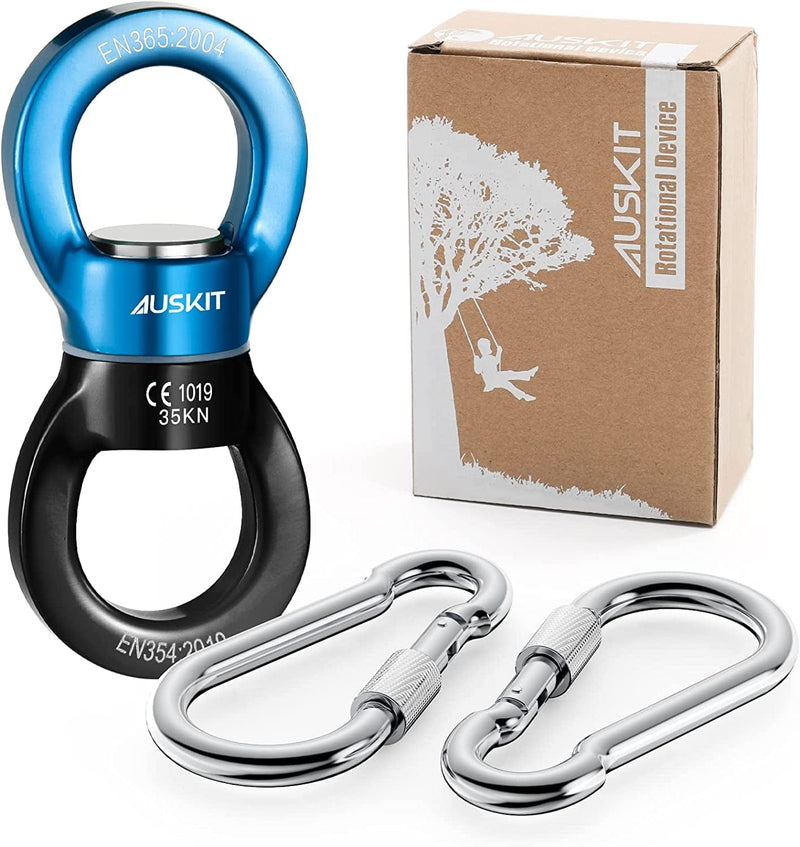 Auskit Swing Swivel, 30 KN Safest Rotational Device Hanging Accessory for Web Tree Swing, Therapy Swing, Aerial Dance, Swing Spinner Hanger, Rock Climbing, Hanging Hammocks Sporting Goods > Outdoor Recreation > Winter Sports & Activities AusKit Blue 35 KN 