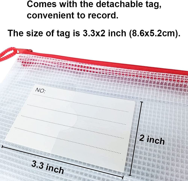 AUSTARK Plastic Mesh Zipper Pouch, 12Pcs Zipper File Bags with Label Pocket, Game Boards Storage Bags, Waterproof Document Storage Bags for Office School Home Travel Cosmetic (A5 Size 9.2X6.7In) Home & Garden > Household Supplies > Storage & Organization AUSTARK   