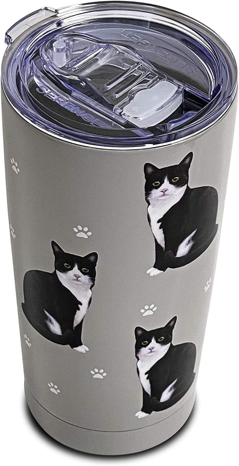 Australian Shepherd SERENGETI 16 Oz. Stainless Steel, Vacuum Insulated Tumbler with Spill Proof Lid - 3D Print - Insulated Travel Mug for Hot or Cold Drinks (Australian Shepherd Tumbler) Home & Garden > Kitchen & Dining > Tableware > Drinkware SERENGETI Black And White Cat Tumbler  