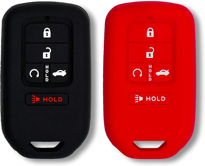 Autobase Silicone Key Fob Cover for Honda Accord Civic CR-V CRV Pilot Passport Insight EX EX-L Touring | Car Accessory | Key Protection Case 2 Pcs (Black & Red) Sporting Goods > Outdoor Recreation > Winter Sports & Activities Autobase Black and Red  