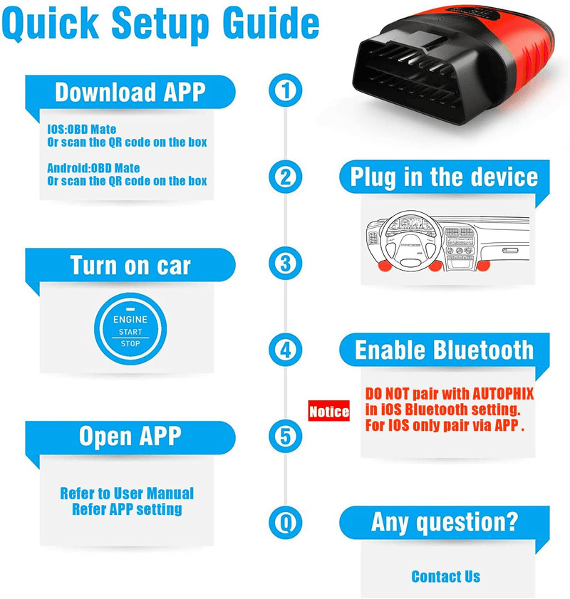 AUTOPHIX 3210 Bluetooth OBD2 Enhanced Car Diagnostic Scanner for iPhone, iPad & Android, Fault Code Reader Plus Battery Tester Exclusive App for Quality-Newest Generation  AUTOPHIX   