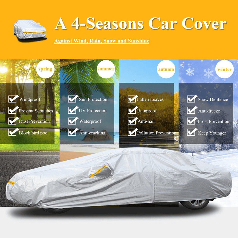 Autsop Car Cover Waterproof All Weather,6 Layers Car Cover for Automobiles Outdoor Full Cover Sun Hail UV Snow Dust Protection with Zipper, Universal A3-3XXL(Fits Sedan 194" to 208")  ‎Autsop   