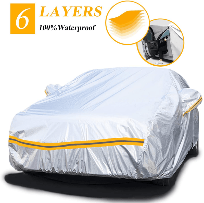 Autsop Car Cover Waterproof All Weather,6 Layers Car Cover for Automobiles Outdoor Full Cover Sun Hail UV Snow Dust Protection with Zipper, Universal A3-3XXL(Fits Sedan 194" to 208")  ‎Autsop A3-3XXL(Fits Sedan 194" to 208")  