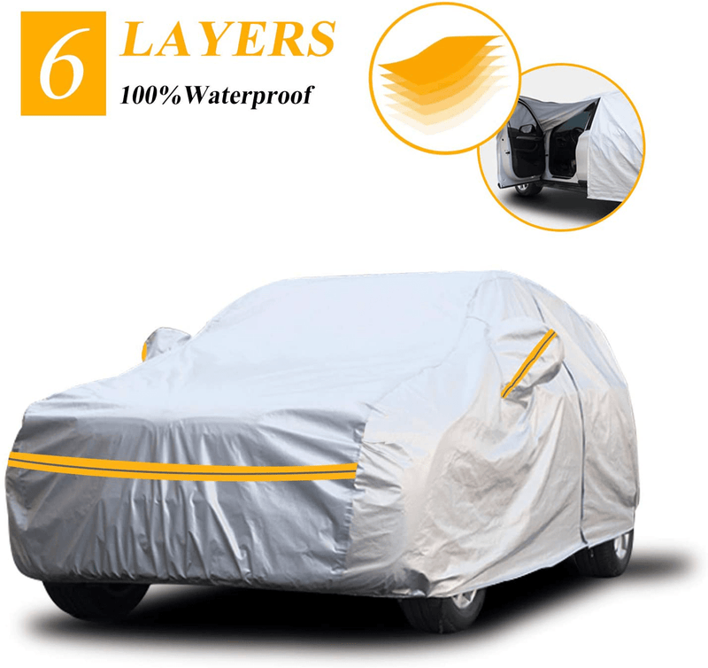 Autsop Car Cover Waterproof All Weather,6 Layers Car Cover for Automobiles Outdoor Full Cover Sun Hail UV Snow Dust Protection with Zipper, Universal A3-3XXL(Fits Sedan 194" to 208")