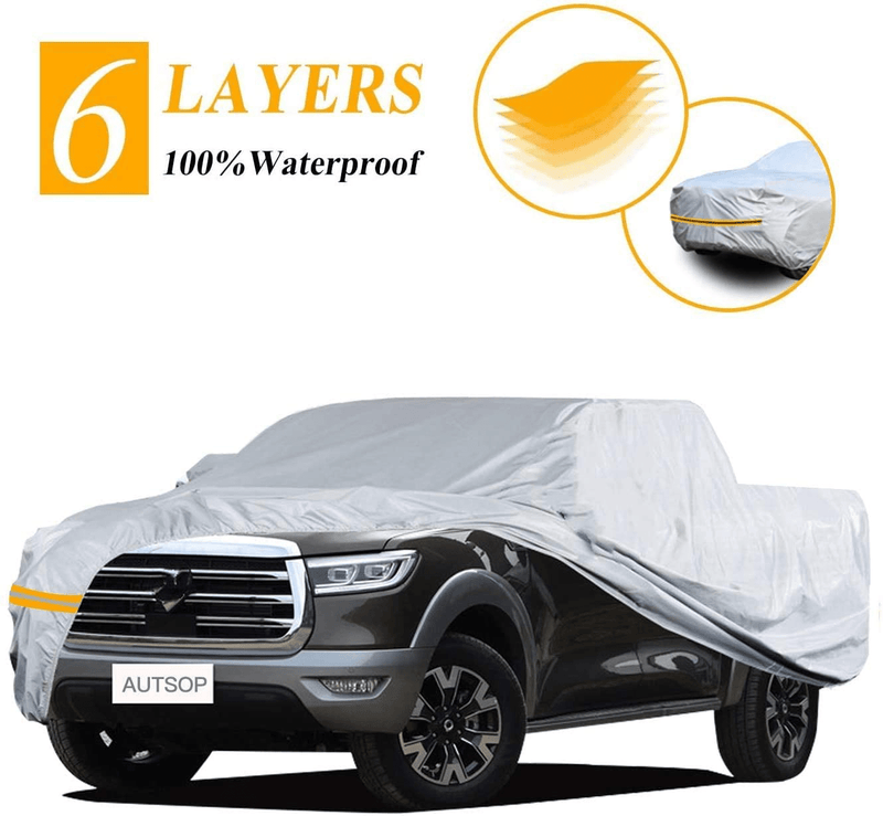 Autsop Car Cover Waterproof All Weather,6 Layers Car Cover for Automobiles Outdoor Full Cover Sun Hail UV Snow Dust Protection with Zipper, Universal A3-3XXL(Fits Sedan 194" to 208")  ‎Autsop PK-XXL (Fits Truck 243”-250")  