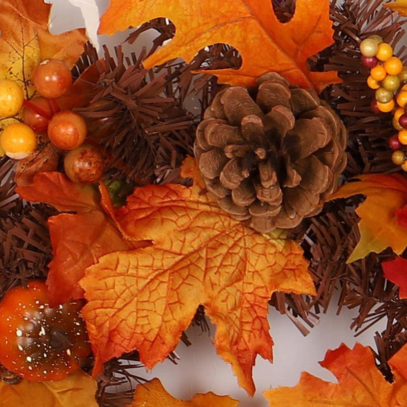 Autumn Maple Leaf Garland Harvest Artificial Berry Maple Leaf Pine Cones Fall Rattan Home Door Wall Haning Garland Ornament Christmas Xmas Thanksgiving Days Decorations Supplies Home Home & Garden > Decor > Seasonal & Holiday Decorations& Garden > Decor > Seasonal & Holiday Decorations FYCONE   
