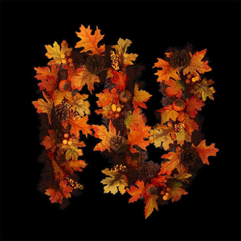 Autumn Maple Leaf Garland Harvest Artificial Berry Maple Leaf Pine Cones Fall Rattan Home Door Wall Haning Garland Ornament Christmas Xmas Thanksgiving Days Decorations Supplies Home Home & Garden > Decor > Seasonal & Holiday Decorations& Garden > Decor > Seasonal & Holiday Decorations FYCONE   