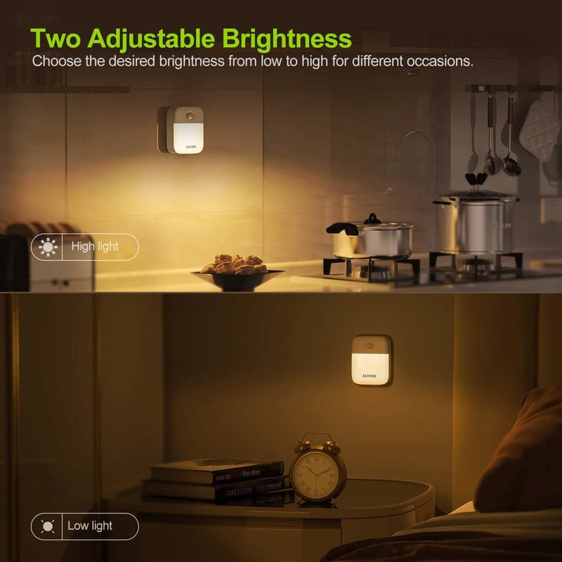 AUVON Motion Sensor Closet Lights, Stick-On Cordless Battery Operated LED Night Light with High & Medium Brightness, Stick Anywhere Wall Lights for Hallway, Stairs, Kitchen, Bathroom, Bedroom (3 Pack) Home & Garden > Lighting > Night Lights & Ambient Lighting AUVON   