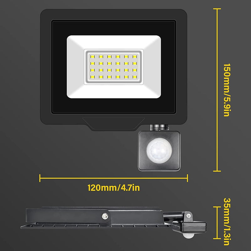AUXTINGS LED Floodlight with Motion Sensor,20W 2000LM Outdoor Security Lights outside Lamp 4000K Warm White Spot Light Exterior Lighting for Yard Backyard House Court Stadium Parking,Ip66 90V-135V Home & Garden > Lighting > Flood & Spot Lights AUXTINGS   