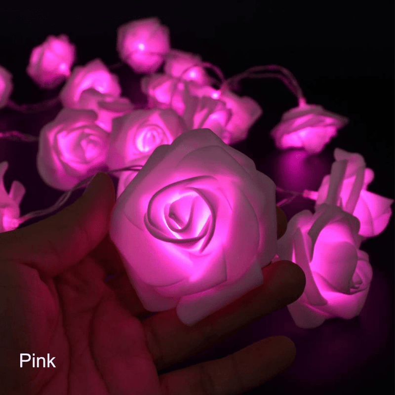 Avanti 20 Led Battery Operated Romantic String Rose Flower Fairy Lamp Light Outdoor for Valentine'S Day, Christmas, Wedding, Room, Garden, Patio, Party Festival Decor (Hot Pink) Home & Garden > Decor > Seasonal & Holiday Decorations Avanti   