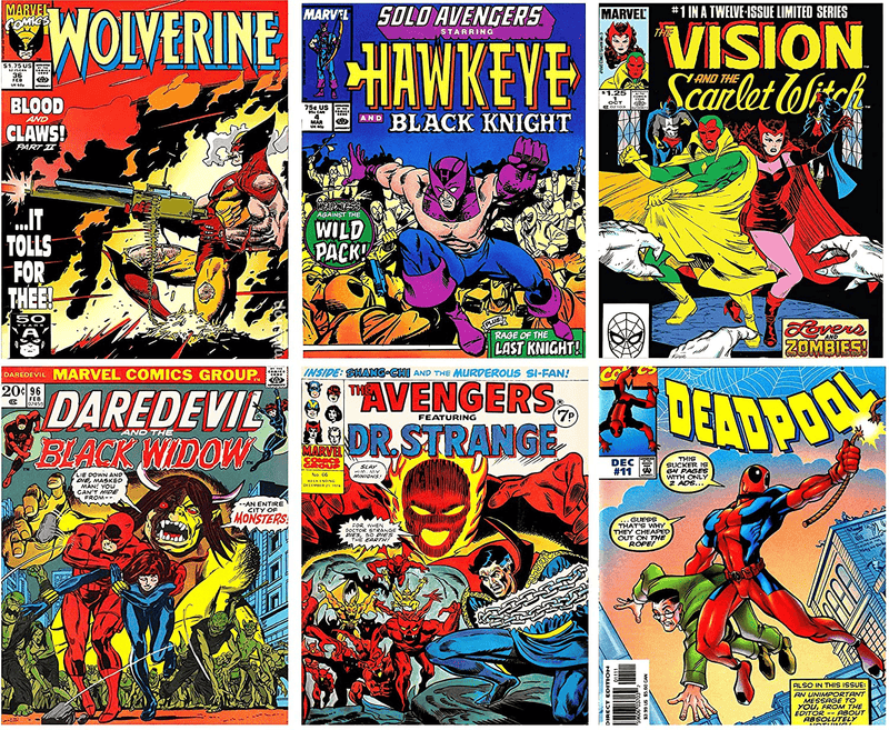 Avengers Wall Art – Superhero Vintage Comic Books Décor Unframed Set of 6 Prints, 8X10 Inch, Super Heroes Poster Room Decor Spiderman Hulk Captain America Thor Ironman Black Panther, Vintage Posters for Kids Adults Boys Bedroom Home & Garden > Decor > Artwork > Posters, Prints, & Visual Artwork TinyMollo Yellow  