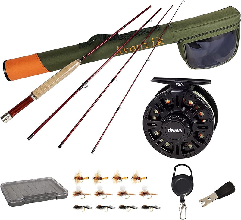 Aventik Extreme Fly Fishing Combo Kit 0/1/2/3/4/5/6 Weight Starter Fly Fishing Rod and Reel Kit Outfit with One Travel Case Sporting Goods > Outdoor Recreation > Fishing > Fishing Rods Eupheng 6'1'' LW0/1 Fly Rod Kit  
