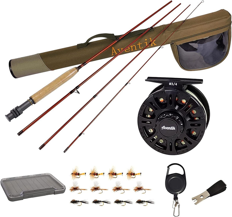 Aventik Extreme Fly Fishing Combo Kit 0/1/2/3/4/5/6 Weight Starter Fly Fishing Rod and Reel Kit Outfit with One Travel Case Sporting Goods > Outdoor Recreation > Fishing > Fishing Rods Eupheng 9'0'' LW3/4 Fly Rod Kit  