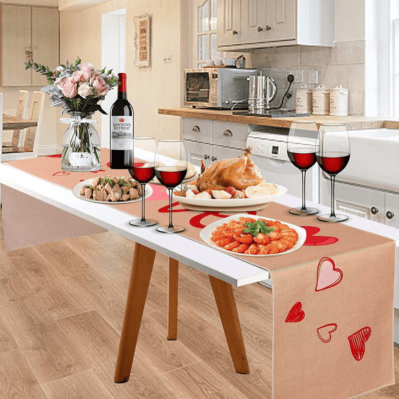 Avicill Valentines Day Table Runner 13 X 72 Inch Burlap Farmhouse Love Heart Table Decor for Valentine'S Day Holiday Kitchen Dining Table Decorations Home & Garden > Decor > Seasonal & Holiday Decorations Avicill   