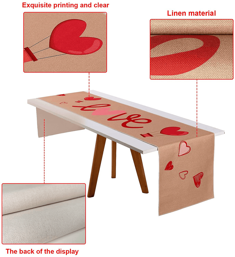 Avicill Valentines Day Table Runner 13 X 72 Inch Burlap Farmhouse Love Heart Table Decor for Valentine'S Day Holiday Kitchen Dining Table Decorations Home & Garden > Decor > Seasonal & Holiday Decorations Avicill   
