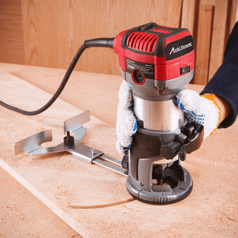 AVID POWER 6.5-Amp 1.25 HP Compact Router with Fixed Base, 5 Trim Router Bits, Variable Speed, Edge Guide, Roller Guide and Dust Hood, Avid Power Hardware > Tools > Multifunction Power Tools Avid Power   
