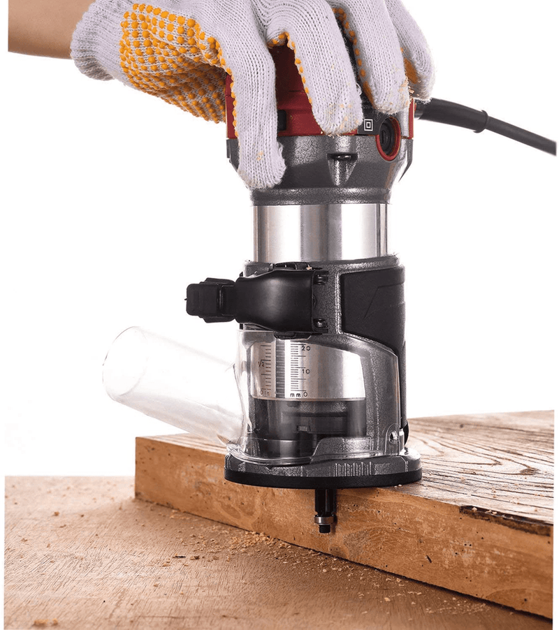 AVID POWER 6.5-Amp 1.25 HP Compact Router with Fixed Base, 5 Trim Router Bits, Variable Speed, Edge Guide, Roller Guide and Dust Hood, Avid Power
